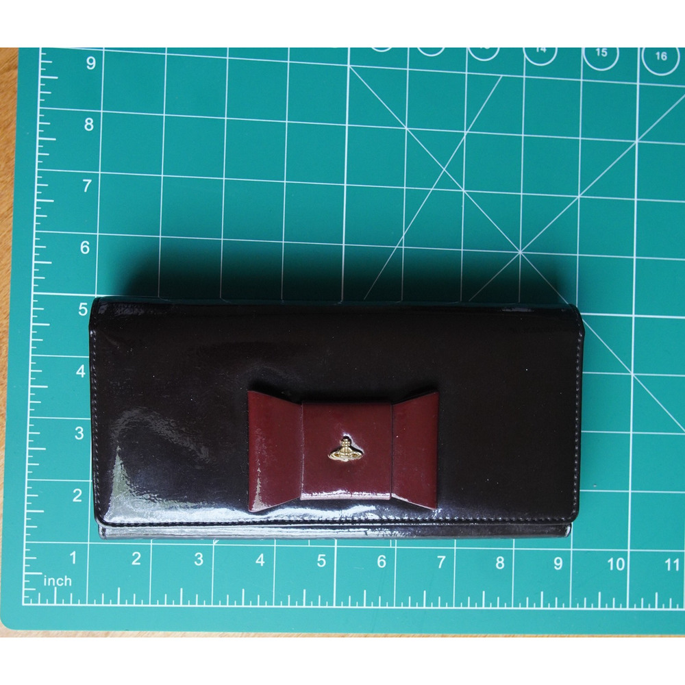 Vivienne Westwood Purple Patent Bow Wallet Orb Logo Italy Y2K Old Money - Picture 8 of 9